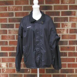 Columbia Sportswear Company mens black jacket pockets coat nylon Large snaps